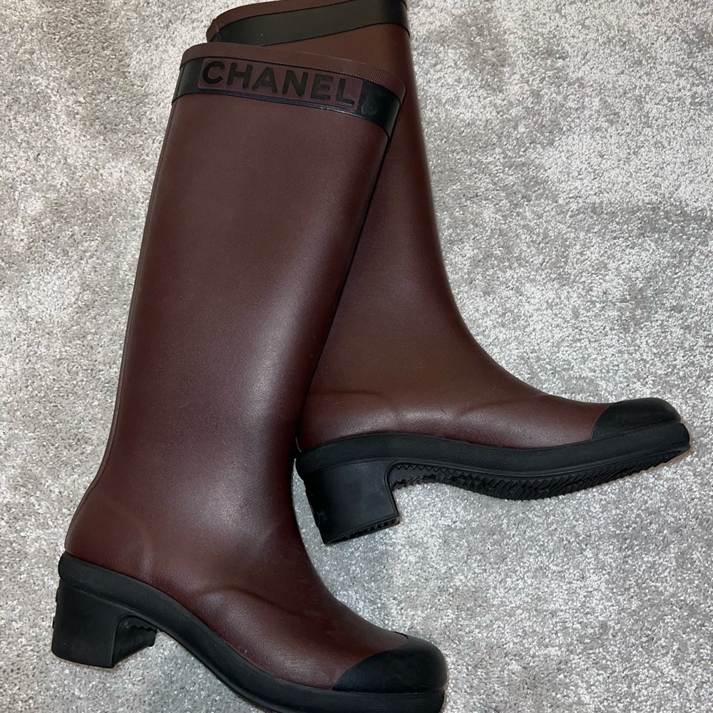 Authentic Chanel Rubber Rain Boots